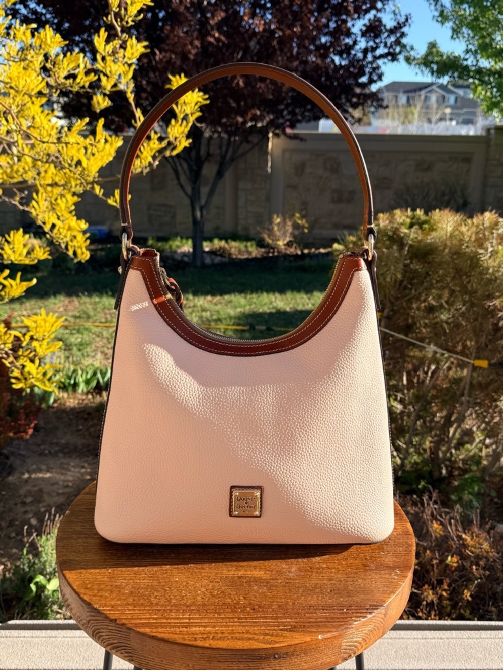 Dooney & Bourke Pink Pebble Leather Shoulder Hobo Bag